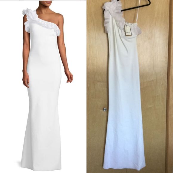 Chiara Elisir One-Shoulder Gown w/ Organza Ruffle - Picture 2 of 9